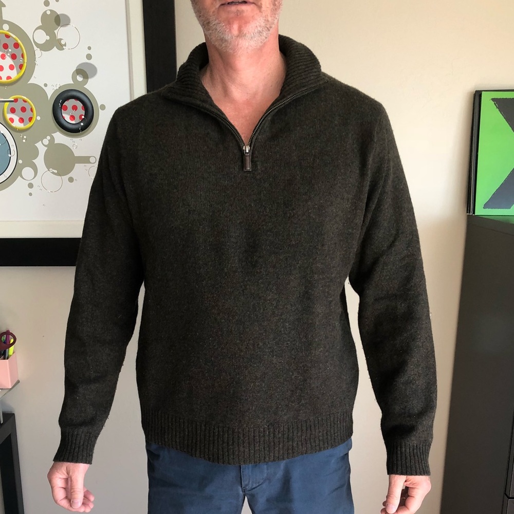 men’s J. Crew 100% wool quarter zip sweater